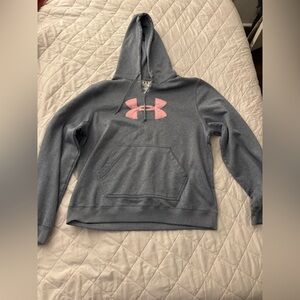Under Armour Charcoal Hoodie with Coral Logo